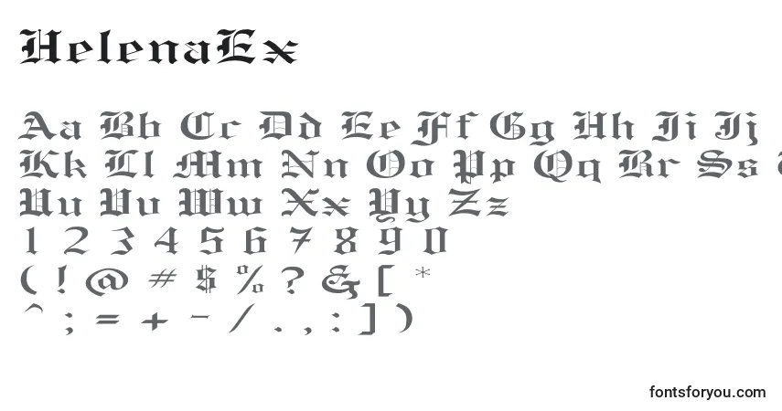 Czcionka HelenaEx – alfabet, cyfry, specjalne znaki