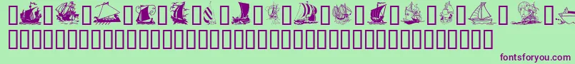 フォントGeShipsAhoy – 緑の背景に紫のフォント