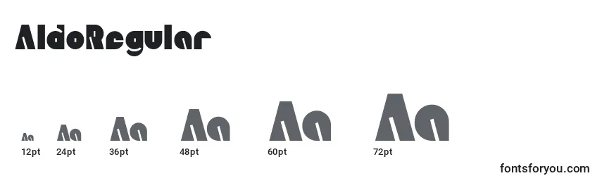 Размеры шрифта AldoRegular