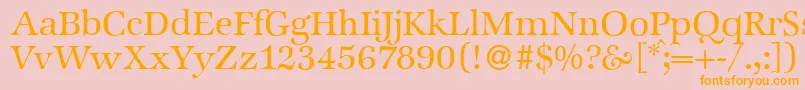 ZabriskieinternationalRegular-Schriftart – Orangefarbene Schriften auf rosa Hintergrund