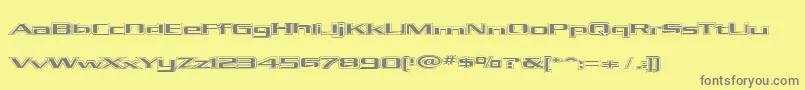 KubraHollow-fontti – harmaat kirjasimet keltaisella taustalla