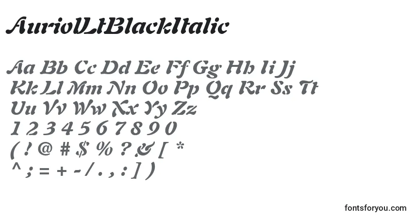 Czcionka AuriolLtBlackItalic – alfabet, cyfry, specjalne znaki
