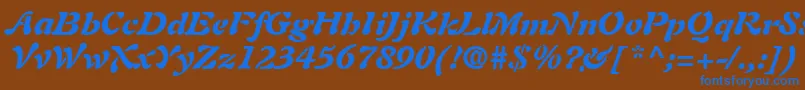 Czcionka AuriolLtBlackItalic – niebieskie czcionki na brązowym tle