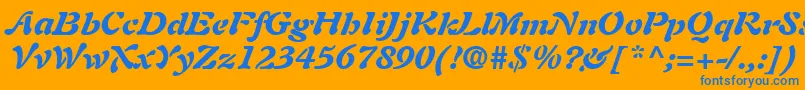 Czcionka AuriolLtBlackItalic – niebieskie czcionki na pomarańczowym tle