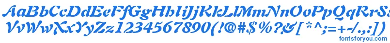 AuriolLtBlackItalic-Schriftart – Blaue Schriften auf weißem Hintergrund
