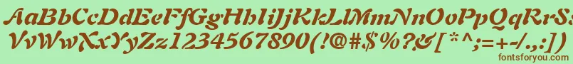 フォントAuriolLtBlackItalic – 緑の背景に茶色のフォント