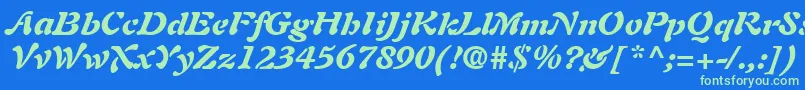 Fonte AuriolLtBlackItalic – fontes verdes em um fundo azul