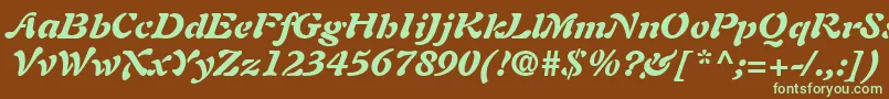 AuriolLtBlackItalic-Schriftart – Grüne Schriften auf braunem Hintergrund