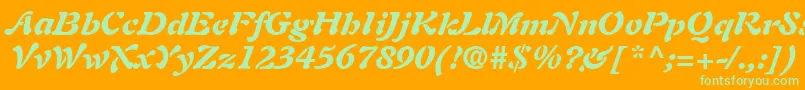 フォントAuriolLtBlackItalic – オレンジの背景に緑のフォント