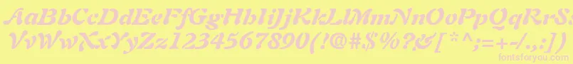 AuriolLtBlackItalic-Schriftart – Rosa Schriften auf gelbem Hintergrund