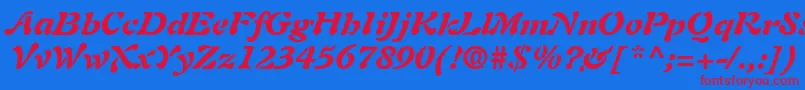 AuriolLtBlackItalic Font – Red Fonts on Blue Background
