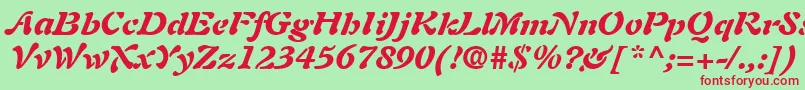 AuriolLtBlackItalic Font – Red Fonts on Green Background