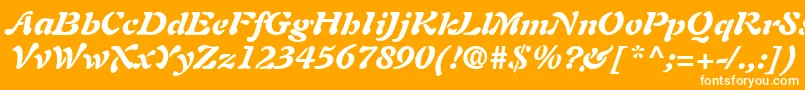 AuriolLtBlackItalic-fontti – valkoiset fontit oranssilla taustalla