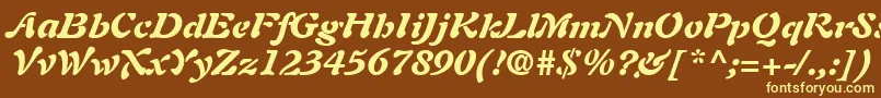 Czcionka AuriolLtBlackItalic – żółte czcionki na brązowym tle