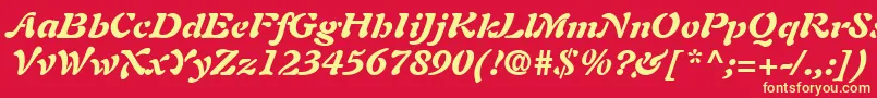 AuriolLtBlackItalic Font – Yellow Fonts on Red Background