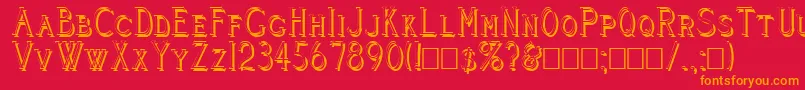 Cleavers Juvenia Shadowed Font – Orange Fonts on Red Background