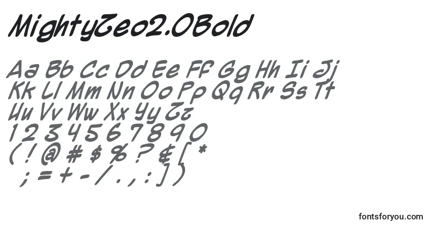 Czcionka MightyZeo2.0Bold – alfabet, cyfry, specjalne znaki