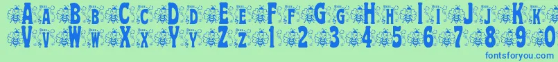 BjfHunnybee Font – Blue Fonts on Green Background