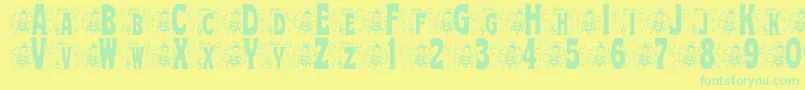 BjfHunnybee Font – Green Fonts on Yellow Background