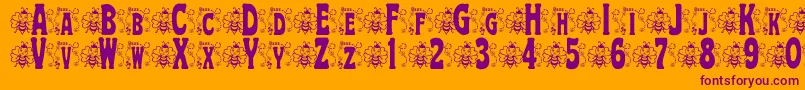 BjfHunnybee-fontti – violetit fontit oranssilla taustalla