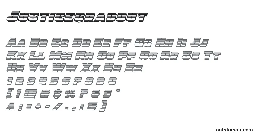 Шрифт Justicegradout – алфавит, цифры, специальные символы
