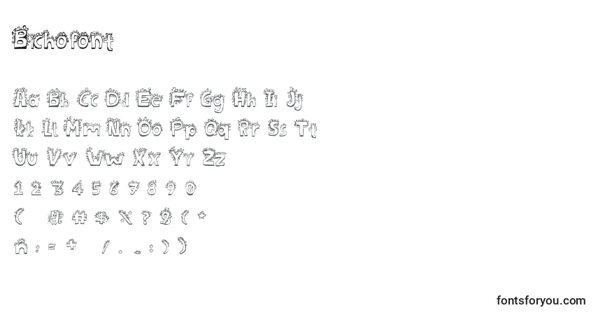 Schriftart Bichofont – Alphabet, Zahlen, spezielle Symbole