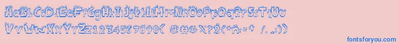 Bichofont-Schriftart – Blaue Schriften auf rosa Hintergrund