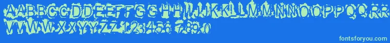 フォントVtksrefused – 青い背景に緑のフォント
