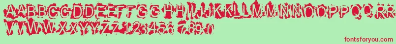 Vtksrefused Font – Red Fonts on Green Background