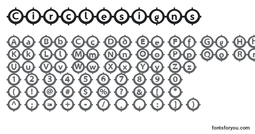 Czcionka Circlesigns – alfabet, cyfry, specjalne znaki