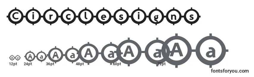 Размеры шрифта Circlesigns