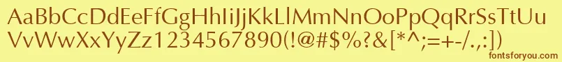 フォントFt5n – 茶色の文字が黄色の背景にあります。