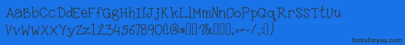LittleMissKara Font – Black Fonts on Blue Background