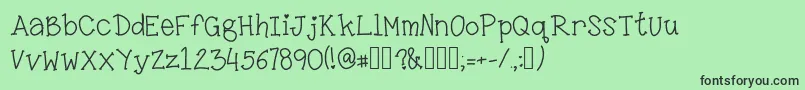 LittleMissKara Font – Black Fonts on Green Background