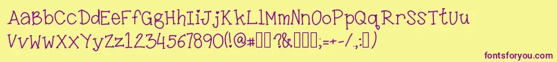 LittleMissKara Font – Purple Fonts on Yellow Background