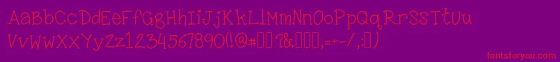 LittleMissKara-Schriftart – Rote Schriften auf violettem Hintergrund