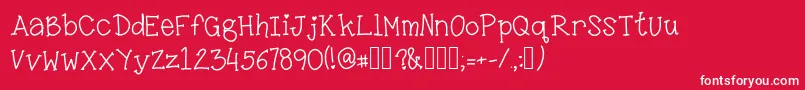 LittleMissKara Font – White Fonts on Red Background