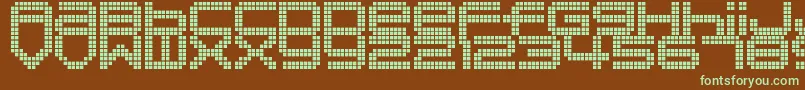 フォントDisorientPixels – 緑色の文字が茶色の背景にあります。