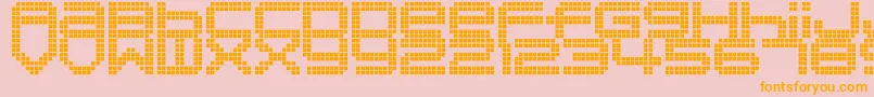 DisorientPixels-Schriftart – Orangefarbene Schriften auf rosa Hintergrund