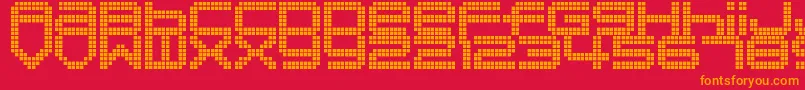 Fonte DisorientPixels – fontes laranjas em um fundo vermelho