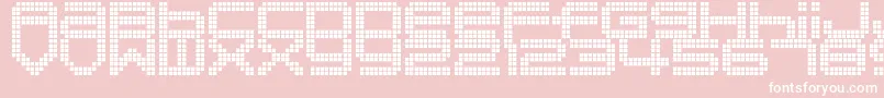 DisorientPixels-fontti – valkoiset fontit vaaleanpunaisella taustalla