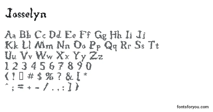 Шрифт Josselyn – алфавит, цифры, специальные символы