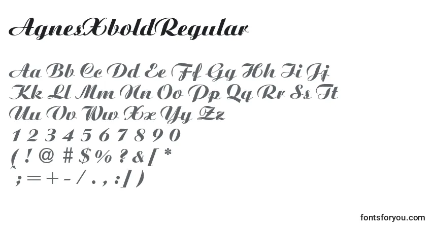 A fonte AgnesXboldRegular – alfabeto, números, caracteres especiais