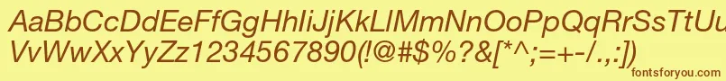 HelveticaneueltstdIt Font – Brown Fonts on Yellow Background