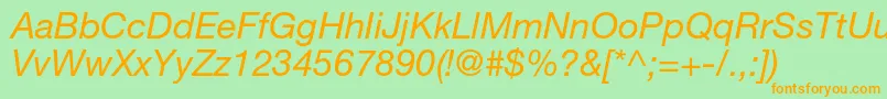 HelveticaneueltstdIt Font – Orange Fonts on Green Background