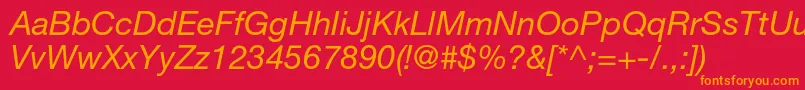 フォントHelveticaneueltstdIt – 赤い背景にオレンジの文字