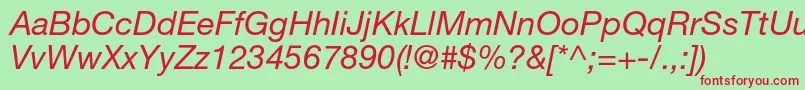 HelveticaneueltstdIt Font – Red Fonts on Green Background