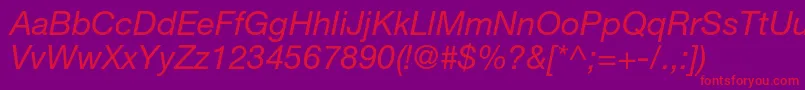 フォントHelveticaneueltstdIt – 紫の背景に赤い文字