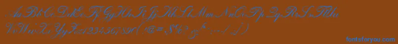 CalligraphiaOne-Schriftart – Blaue Schriften auf braunem Hintergrund