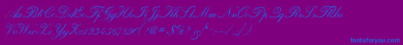 CalligraphiaOne-Schriftart – Blaue Schriften auf violettem Hintergrund